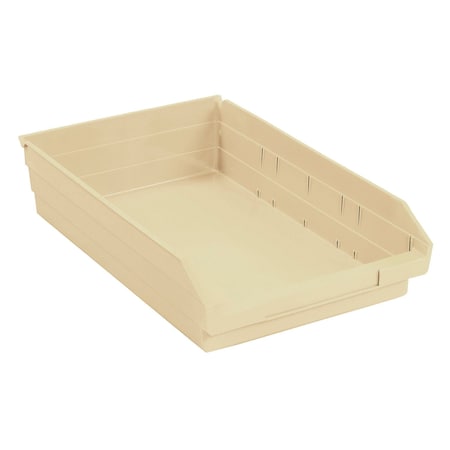 Global Industrial Shelf Storage Bin, Polypropylene, Tan, 4 in H, 11-1/8 in W 184846BG
